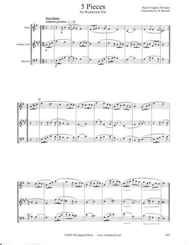 Vaughan Williams 5 Pieces Oboe/Clarinet/Bassoon Trio