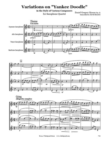 Mason Yankee Doodle Variations Saxophone Quartet