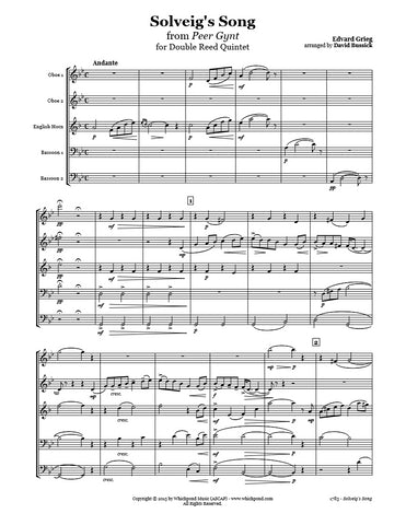 Grieg Solveig's Song Double Reed Quintet