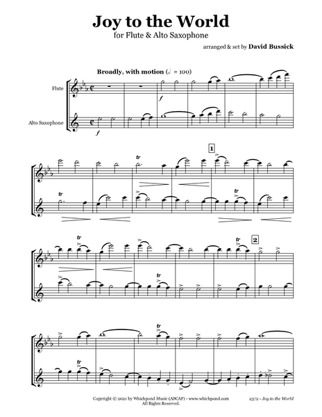 Joy to the World Flute/Saxophone Duet