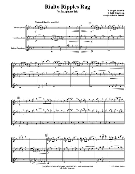 Gershwin Rialto Ripples Rag Saxophone Trio