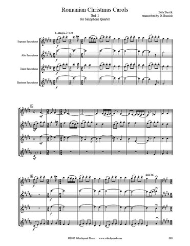 Bartók Romanian Christmas Carols Set #1 Sax Quartet