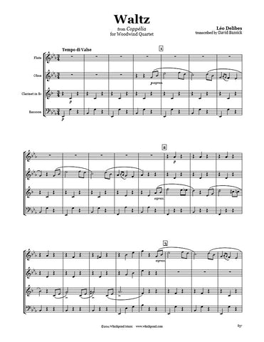 Delibes Coppélia Waltz Wind Quartet