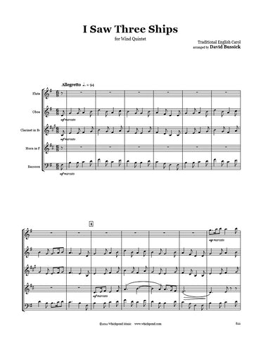 I Saw 3 Ships Wind Quintet