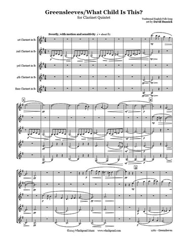 Greensleeves/What Child Is This Clarinet Quintet