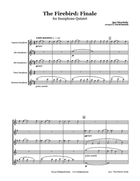 Stravinsky Firebird Finale Saxophone Quintet