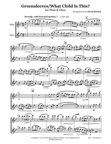 Greensleeves/What Child Is This Flute/Oboe Duet