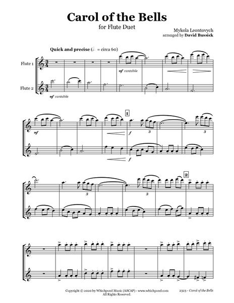 Carol of the Bells Flute Duet (2 C Flutes)