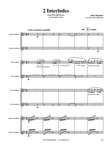 Massenet Don Quichotte Interludes Saxophone Octet