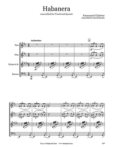 Chabrier Habanera Wind Quartet