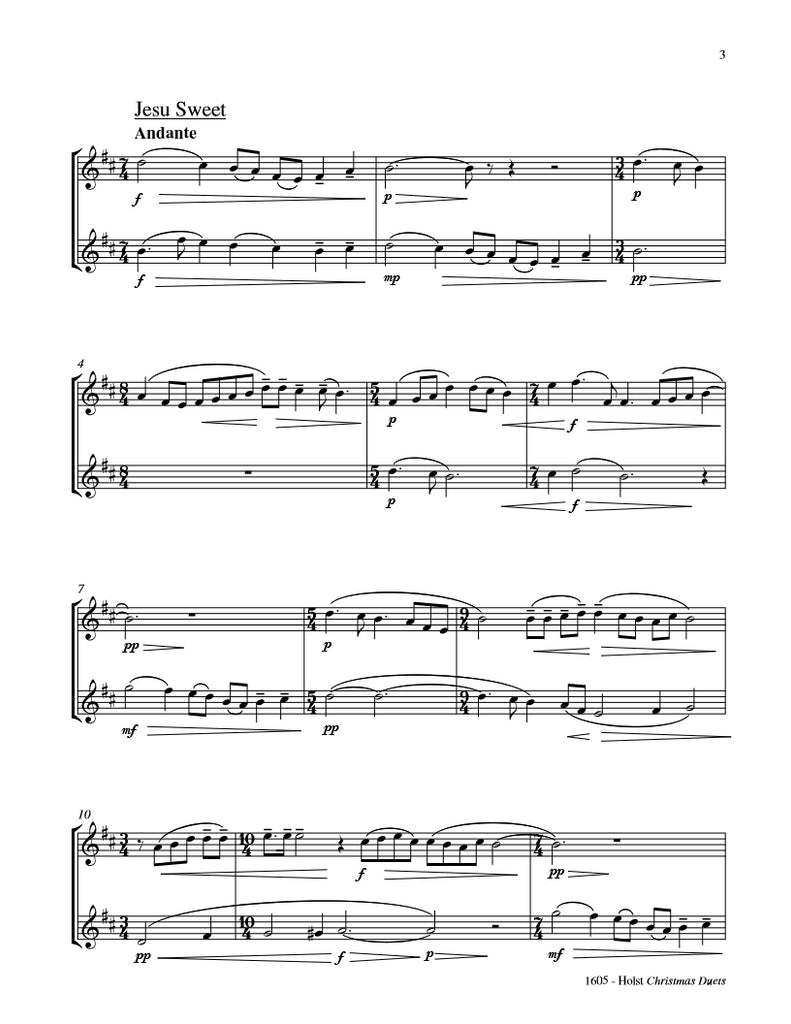 Holst 2 Christmas Duets Alto/Baritone Sax Duet Whichpond Music