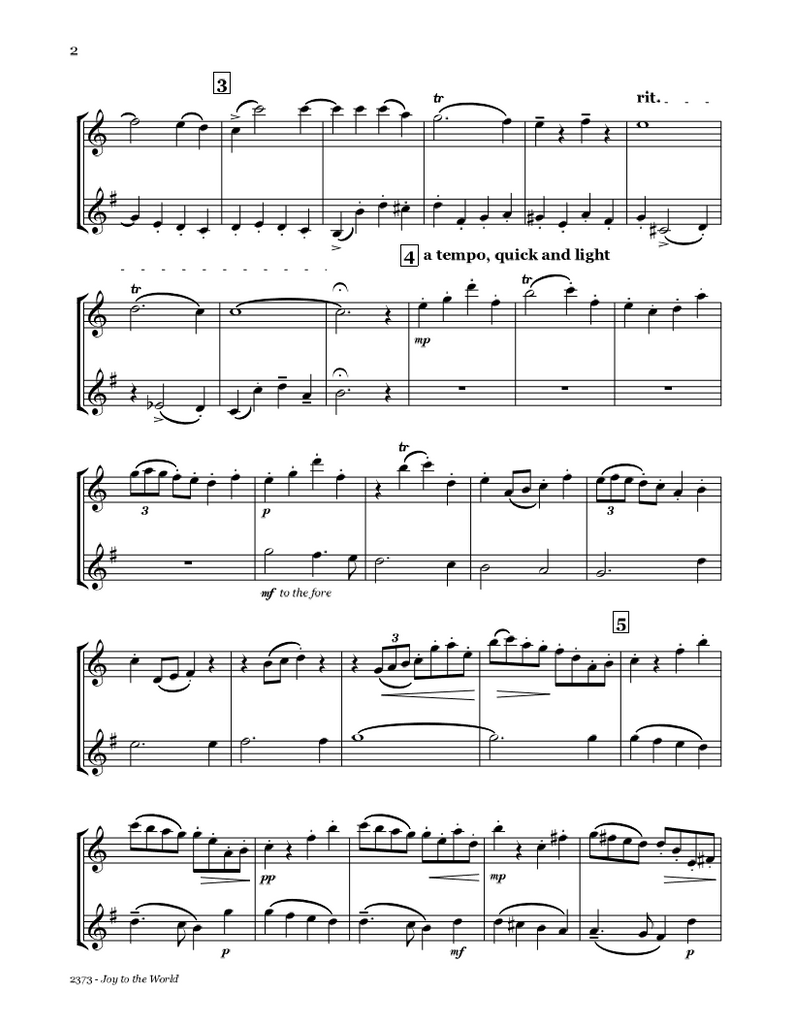 Joy To The World Oboe/English Horn Duet PDF Christmas Sheet Music