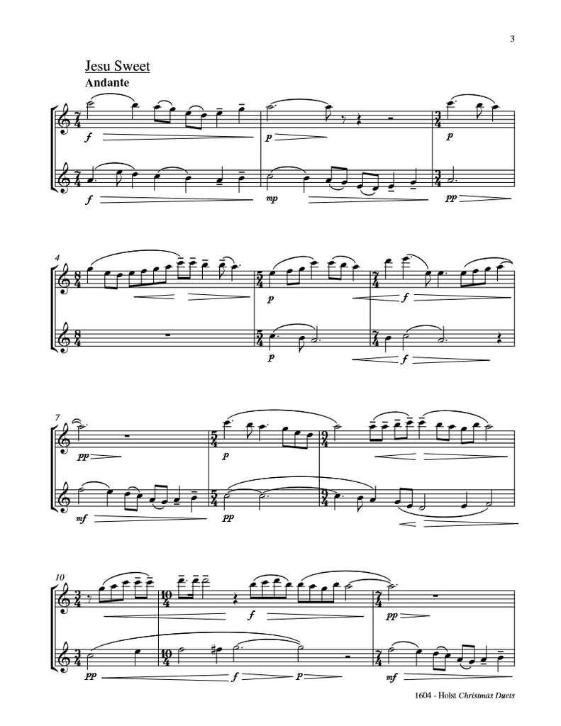Holst 2 Christmas Duets Flute/Oboe Duet PDF Sheet Music Download Whichpond Music