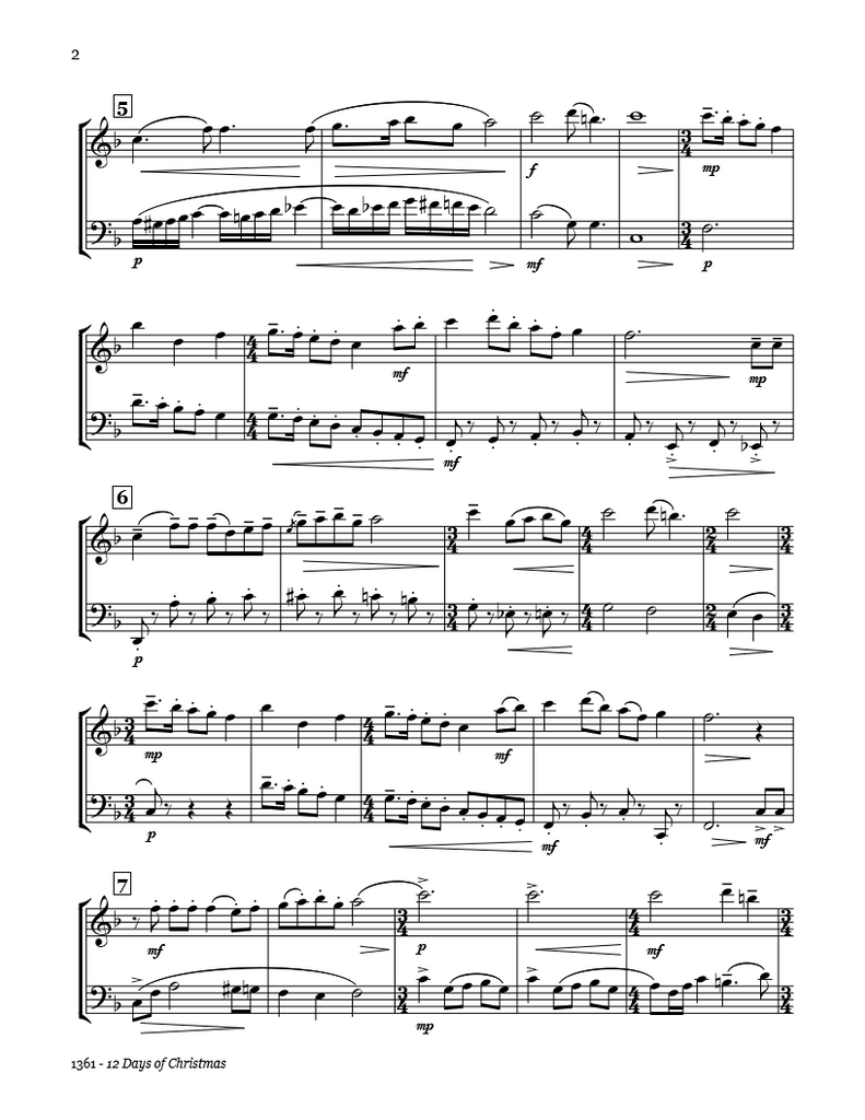 12 Days Of Christmas Oboe/Bassoon Duet PDF Sheet Music Download