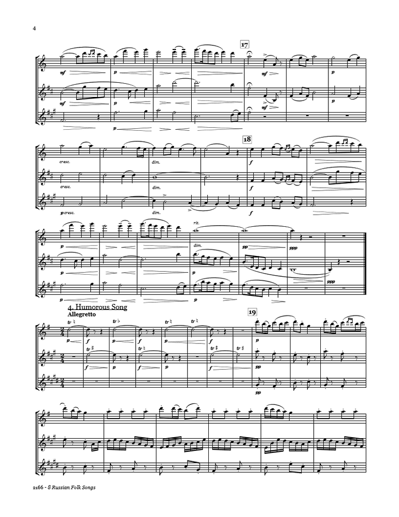Lyadov 8 Russian Folk Songs Flute/Clarinet/Sax Trio – Whichpond Music