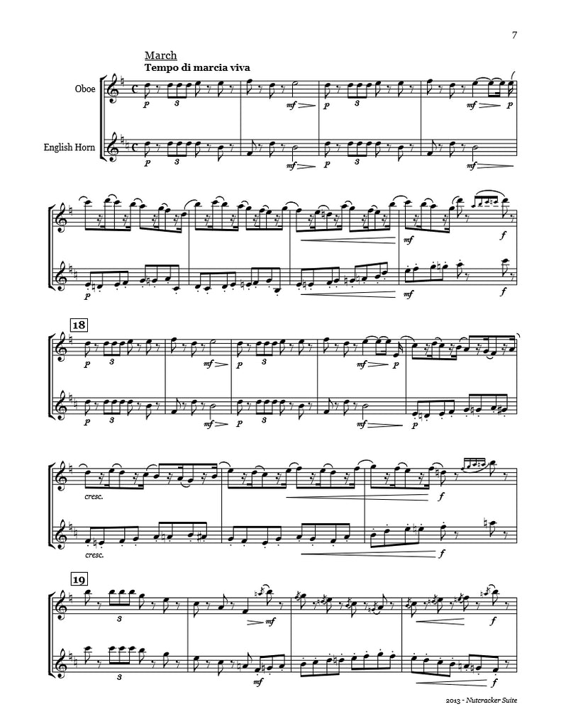 Nutcracker Suite Oboe/English Horn Duet PDF Christmas Sheet Music