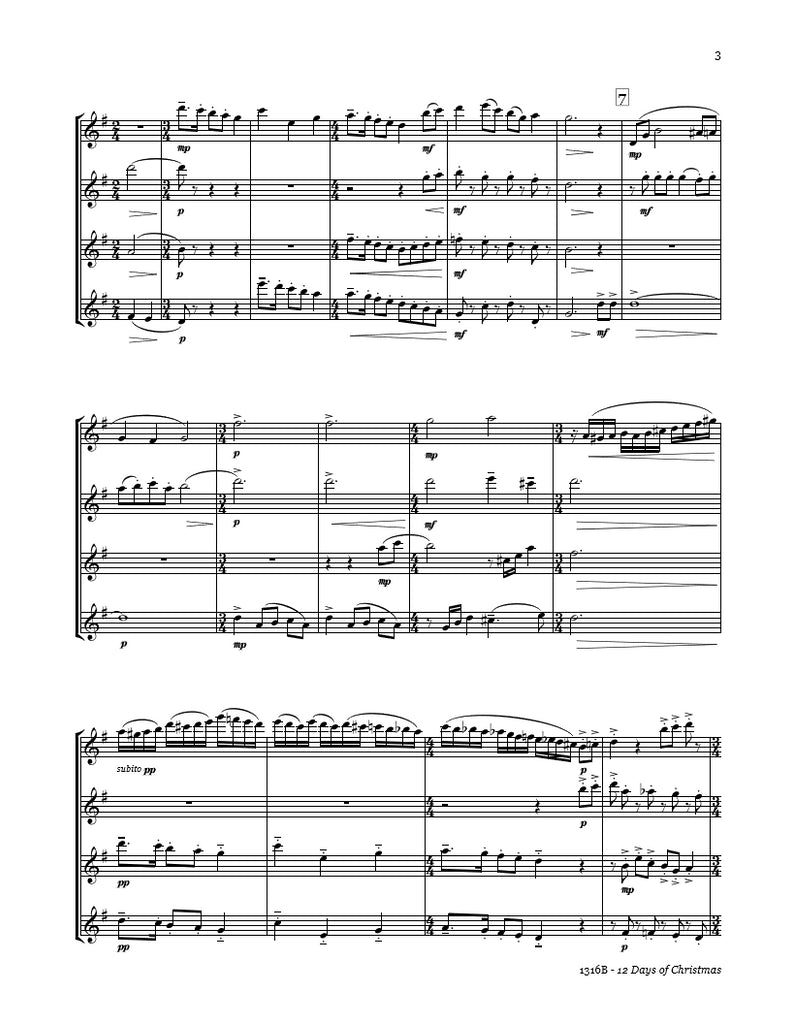 12 Days Of Christmas Flute Quartet PDF Sheet Music Download – Whichpond  Music