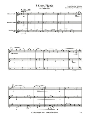 Vaughan Williams 3 Short Pieces Clarinet Trio