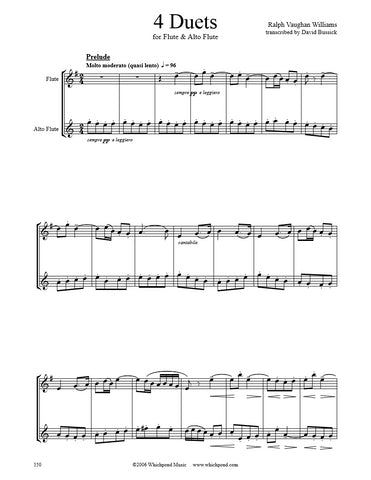 Vaughan Williams 4 Pieces Flute Duet (C Flute/Alto Flute)