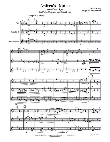 Grieg Anitra's Dance Flute/Clarinet/Sax Trio