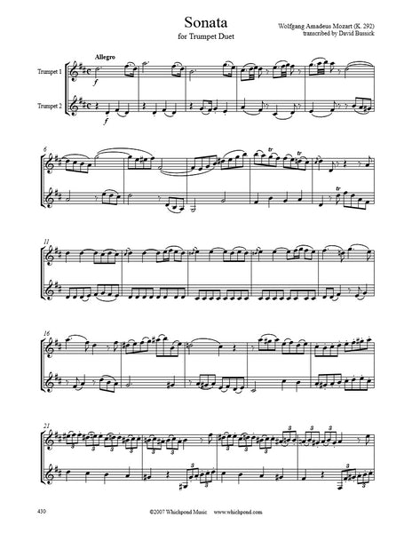 Mozart Sonata K. 292 Trumpet Duet