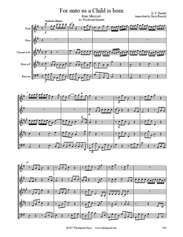 Handel For Unto Us Wind Quintet