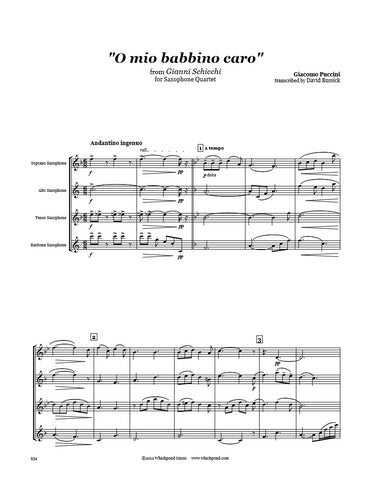 Puccini O Mio Babbino Caro Saxophone Quartet