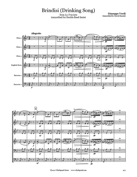 Verdi Drinking Song Double Reed Sextet