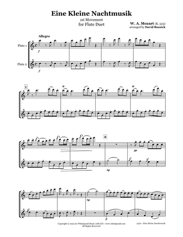 Mozart Eine Kleine Nachtmusik Flute Duet (2 C Flutes)