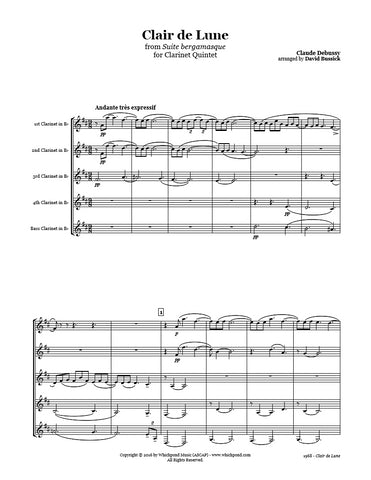 Debussy Clair de Lune Clarinet Quintet