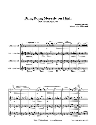 Ding Dong Merrily on High Clarinet Quartet