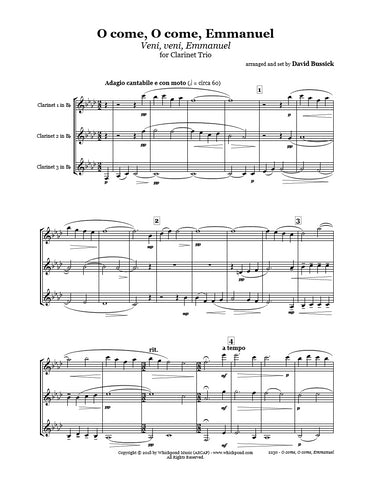 O Come Emmanuel Clarinet Trio