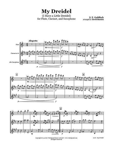 I Have A Little Dreidel Flute/Clarinet/Sax Trio PDF Hanukkah Sheet