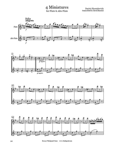 Shostakovich 4 Miniatures Flute Duet (C Flute/Alto Flute)