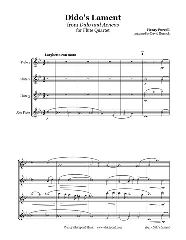 Purcell Dido's Lament Flute Quartet