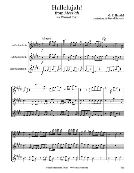 Handel Hallelujah Clarinet Trio