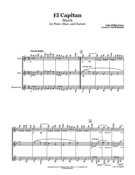 Sousa El Capitan March Flute/Oboe/Clarinet Trio