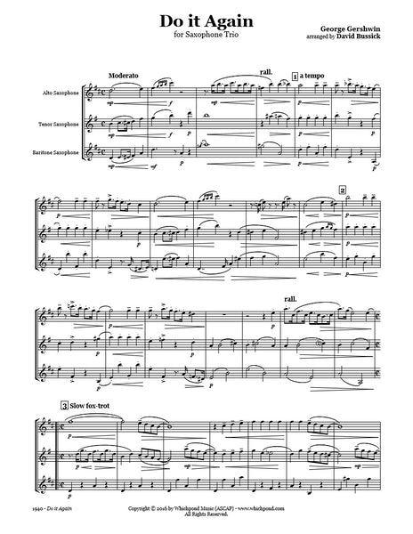 Gershwin Do It Again Saxophone Trio