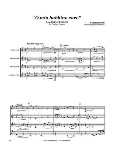 Puccini O Mio Babbino Caro Clarinet Quartet