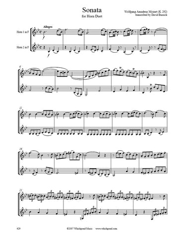 Mozart Sonata K. 292 Horn Duet