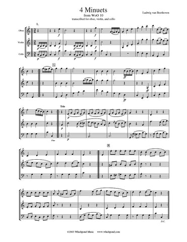 Beethoven 4 Minuets Oboe/Violin/Cello Trio