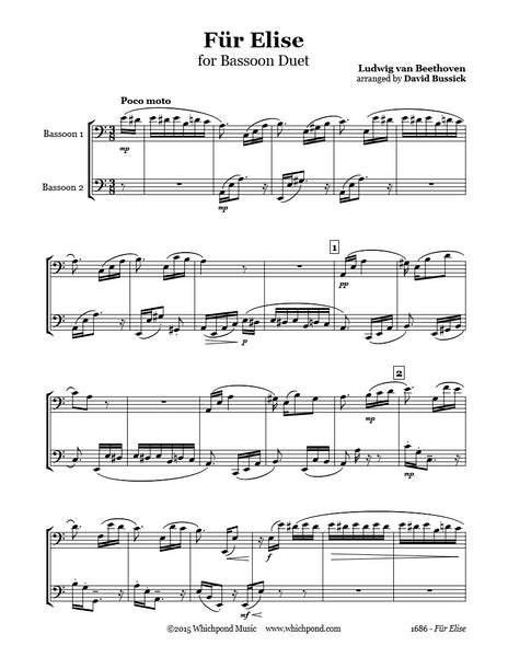 Beethoven Für Elise Bassoon Duet