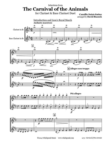 Carnival of the Animals Clarinet Duet – Whichpond Music