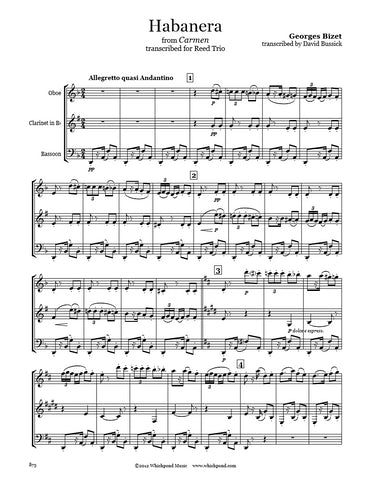Bizet Carmen Habanera Oboe/Clarinet/Bassoon Trio