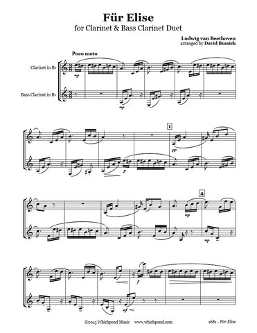 Beethoven Für Elise Clarinet Duet