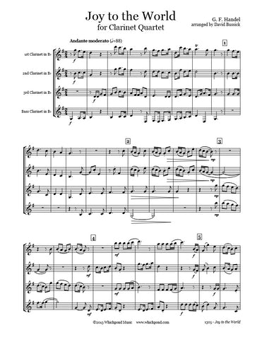 Handel Joy to the World Clarinet Quartet