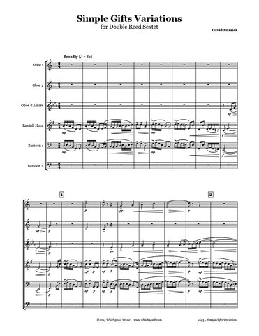 Simple Gifts Variations Double Reed Sextet