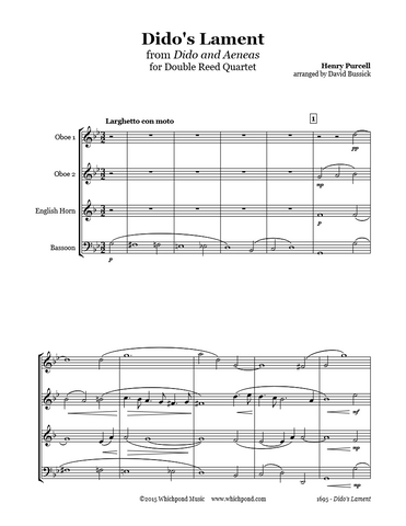 Purcell Dido's Lament Double Reed Quartet – Whichpond Music