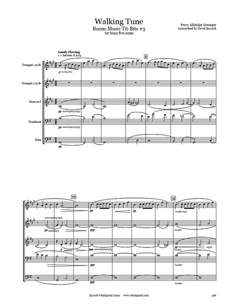 Grainger Walking Tune Brass Quintet