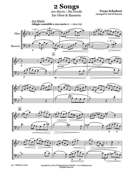 Schubert 2 Songs Oboe/Bassoon Duet